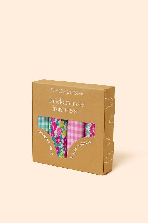 Stripe & Stare High Rise Knicker Four Pack In Multi