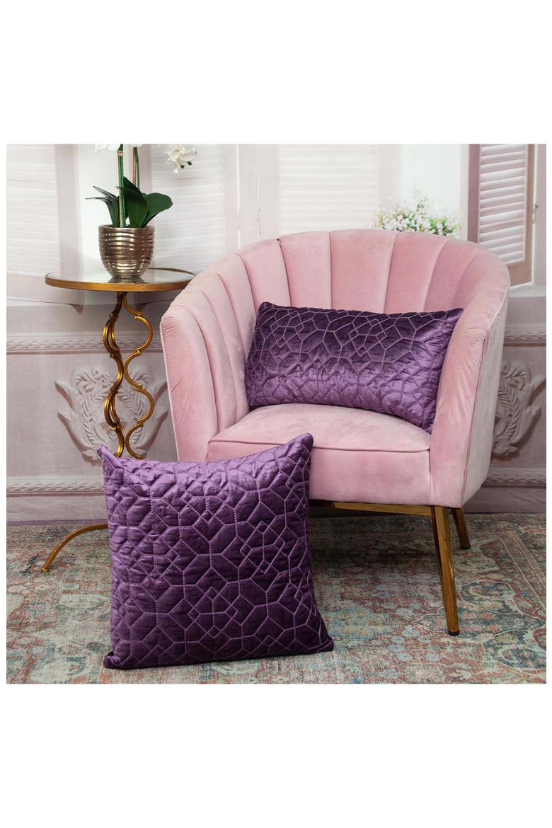 Sora Quilted Throw Pillow, Alternate, color, PURPLE