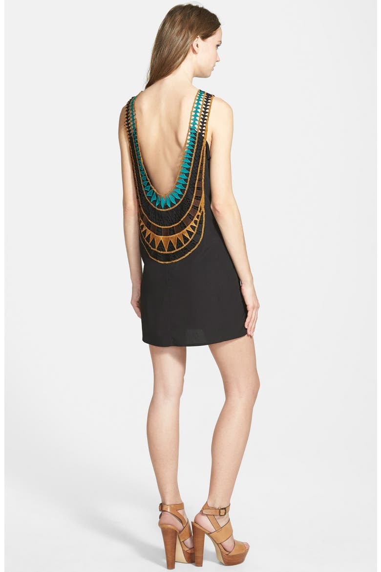 Embroidered Shift Dress, Main, color, BLACK