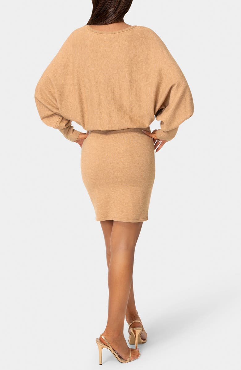 bebe Scoop Neck Dolman Sleeve Sweater Dress, Alternate, color, Camel