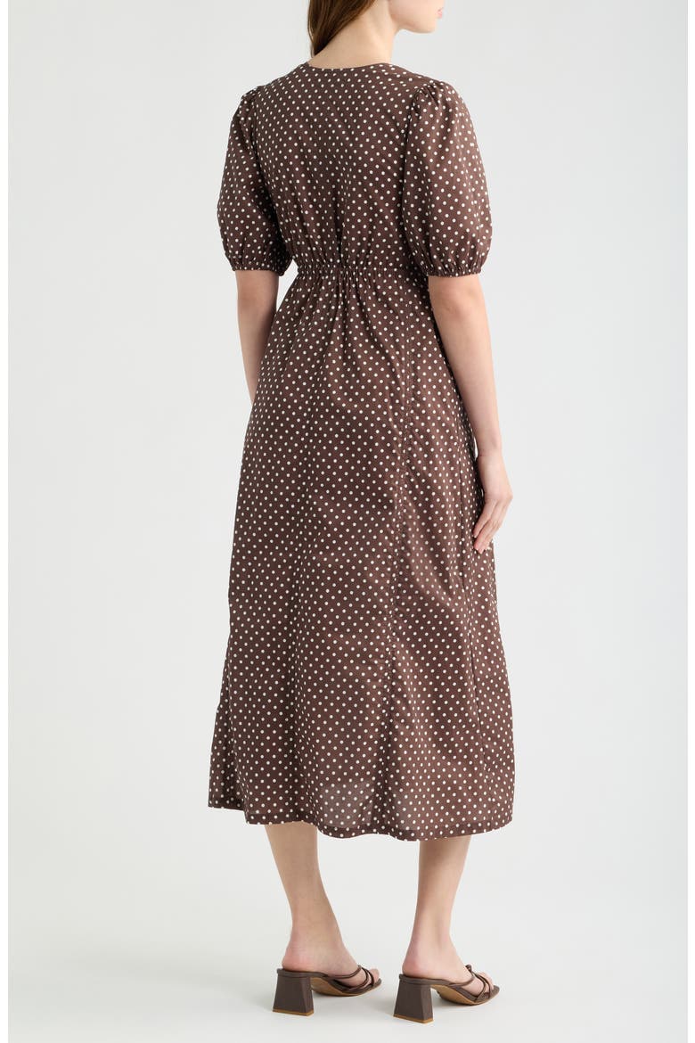 Faust Polka Dot Cotton Dress, Alternate, color, CHOCOLATE BASE WITH ECRU DOTS