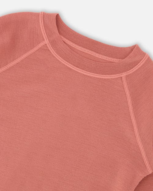 Deux Par Deux Merino Wool Base Layer Set In Pink