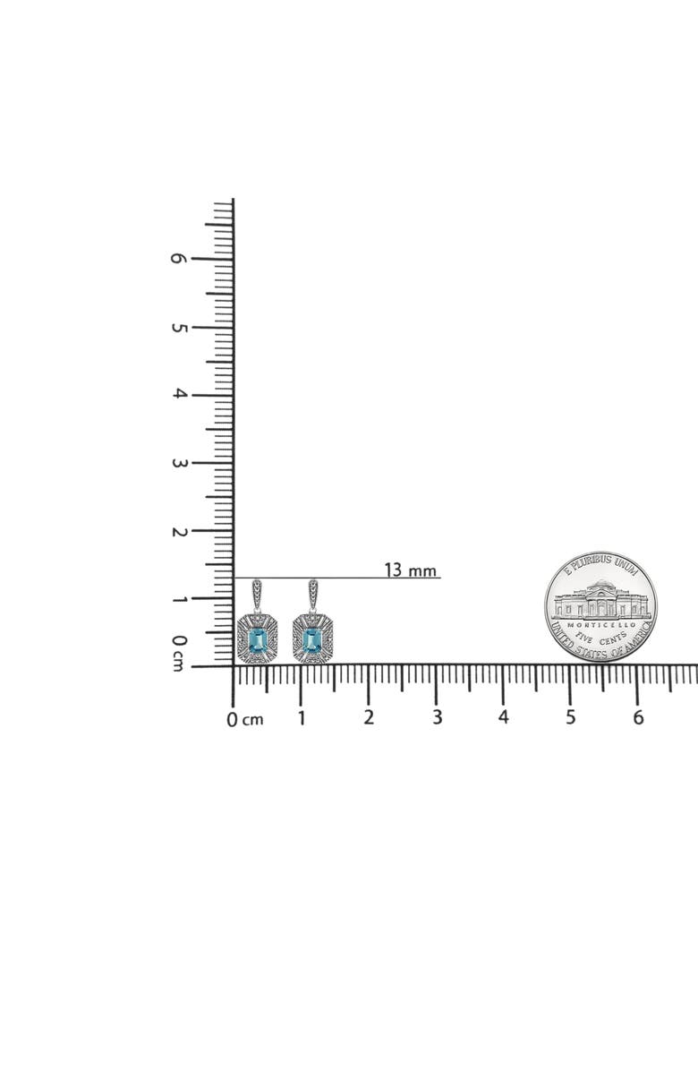 Haus of Brilliance Silver 5mm Blue Topaz and Diamond Dangle Earrings, Alternate, color, White