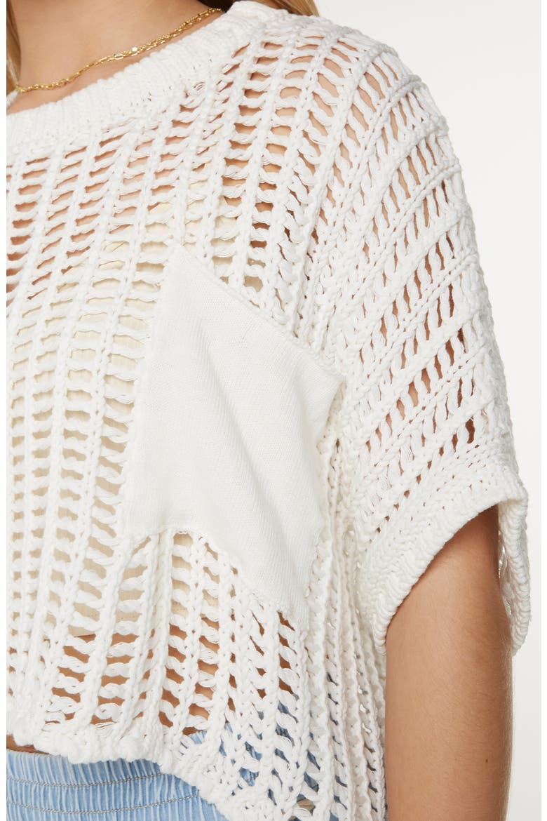 Lost At Sea Open Stitch Crop Sweater, Alternate, color, EGRET SOLID