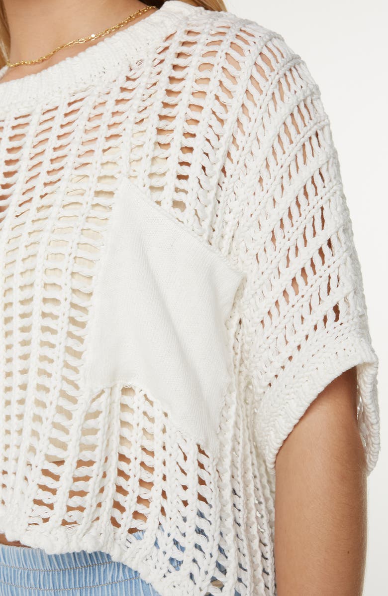Roxy Lost At Sea Open Stitch Crop Sweater, Alternate, color, Egret Solid
