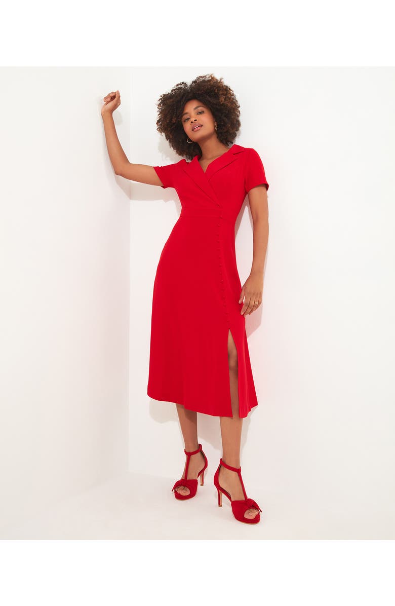 Joe Browns Retro Button Midi Dress, Main, color, Ruby