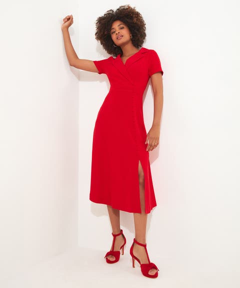Retro Button Midi Dress (Plus)