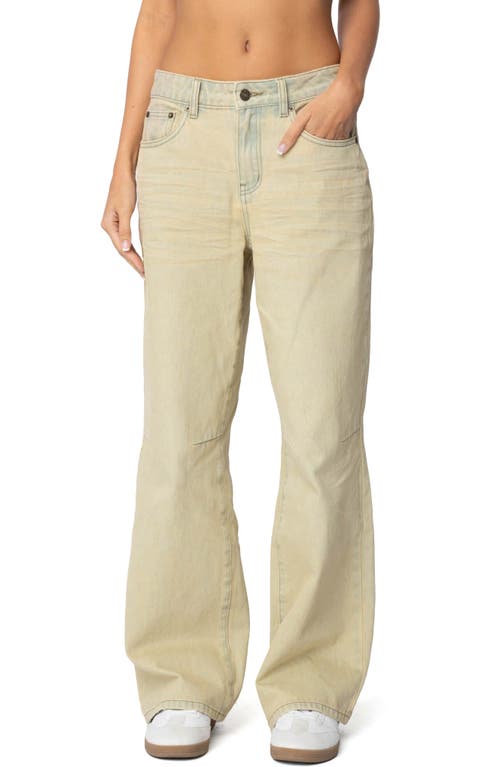 Edikted Washed Low Rise Boyfriend Jeans In Tan