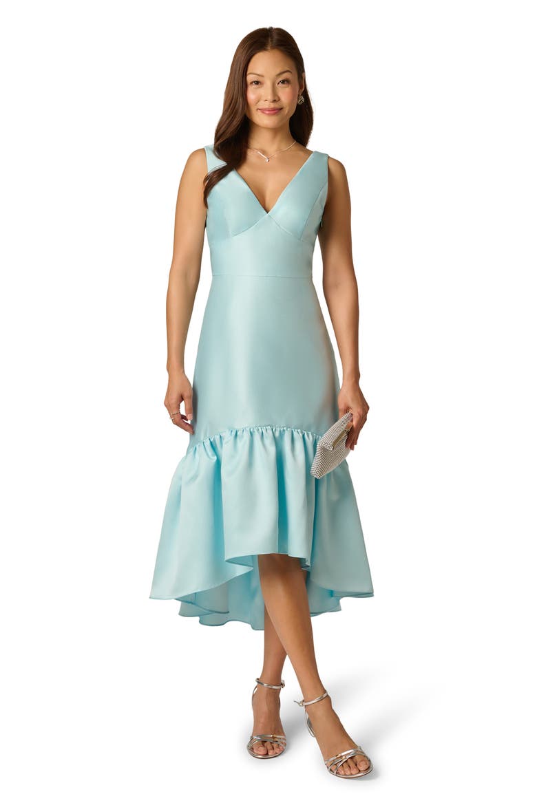 Mikado High-Low Cocktail Dress, Alternate, color, CLEAR SKY