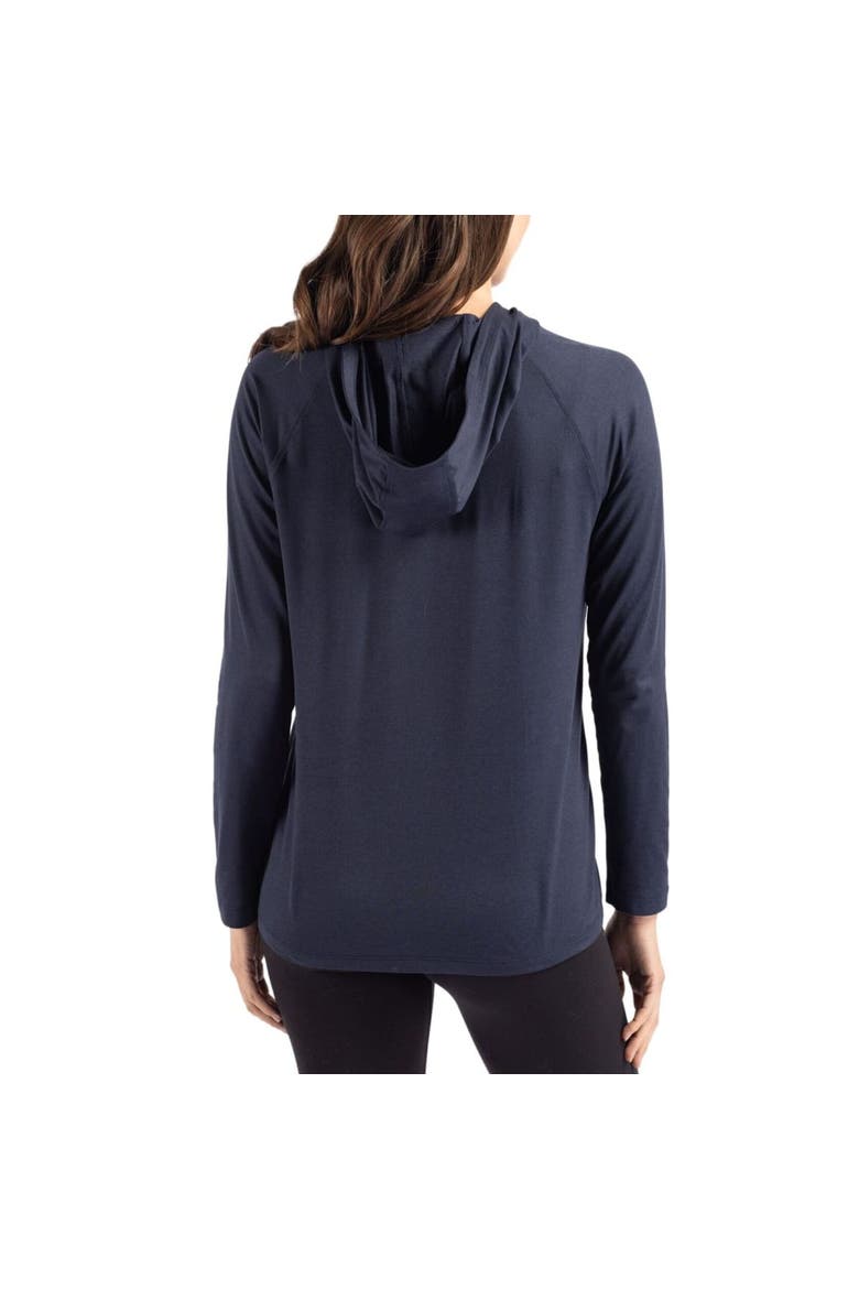 Women's Cutter & Buck Navy Marquette Golden Eagles Coastline Epic Comfort Recycled Hooded Raglan Quarter-Snap Shirt, Alternate, color, Navy