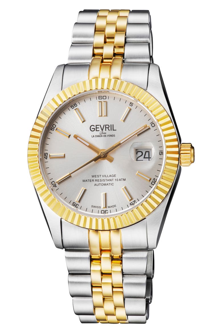 Men's West Village Automatic Stainless Steel Bracelet Watch, 40mm, Main, color, TWO TONED SS IPYG