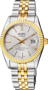 GEVRIL Men's West Village Automatic Stainless Steel Bracelet Watch, 40mm