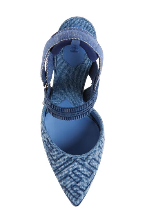 Shop Fendi Colibrì Pointed Toe Pump In Denim Blue