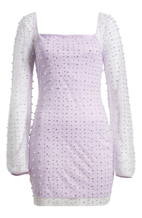 Jump Apparel Beaded & Rhinestone Long Sleeve Minidress