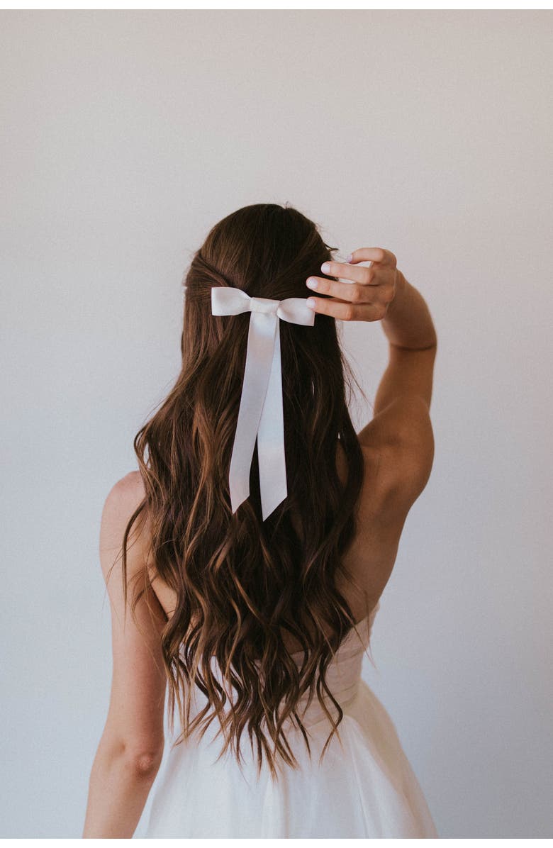 Untamed Petals Blair Satin Bow, Main, color, Ivory