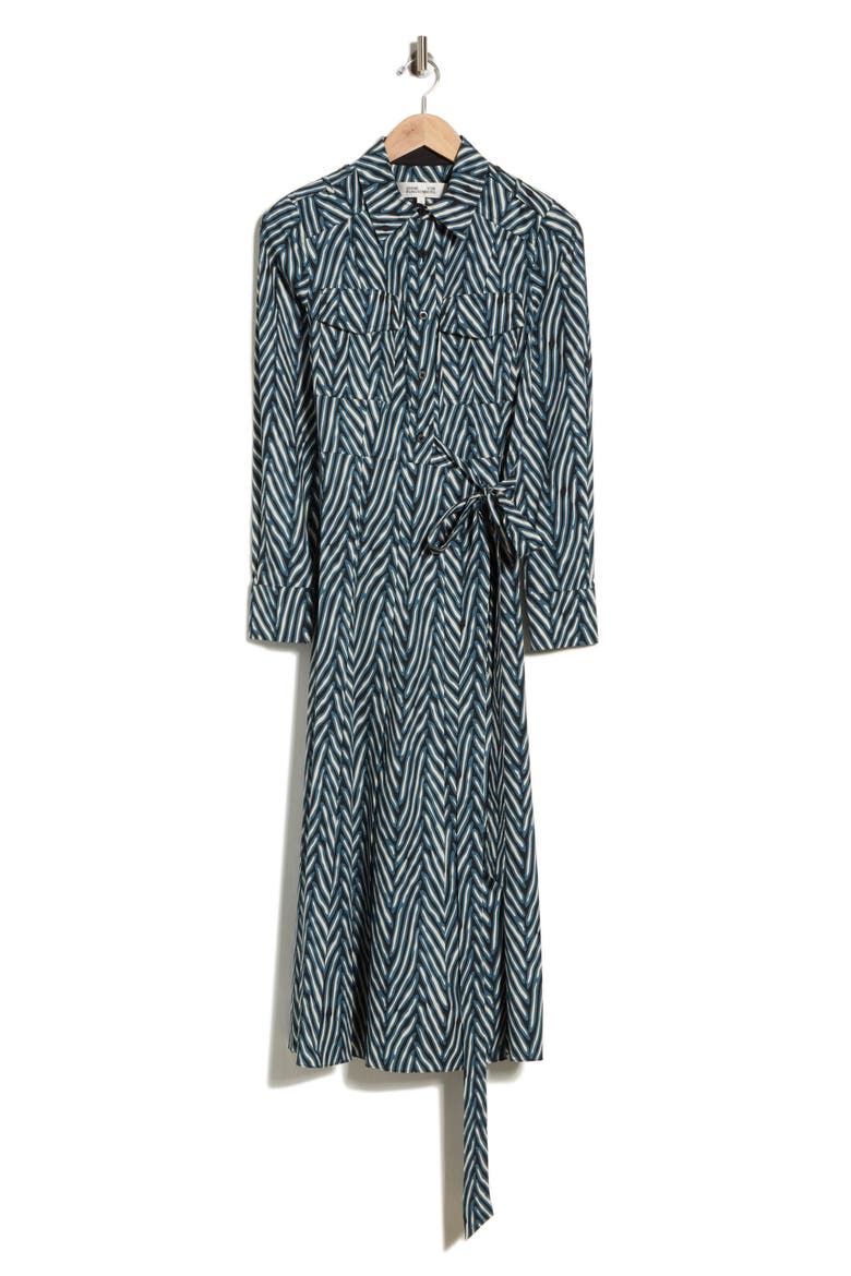 Aspen Long Sleeve Shirtdress, Alternate, color, PIAZZA TIGER MINI PETROL