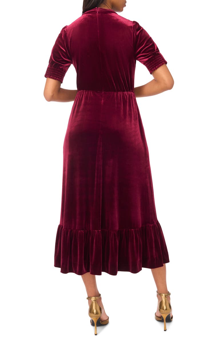 Halogen<sup>®</sup> Short Sleeve Velvet Midi Dress, Alternate, color, Merlot