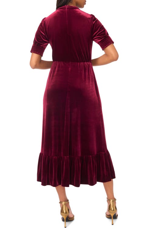Halogen ® Short Sleeve Velvet Midi Dress In Burgundy