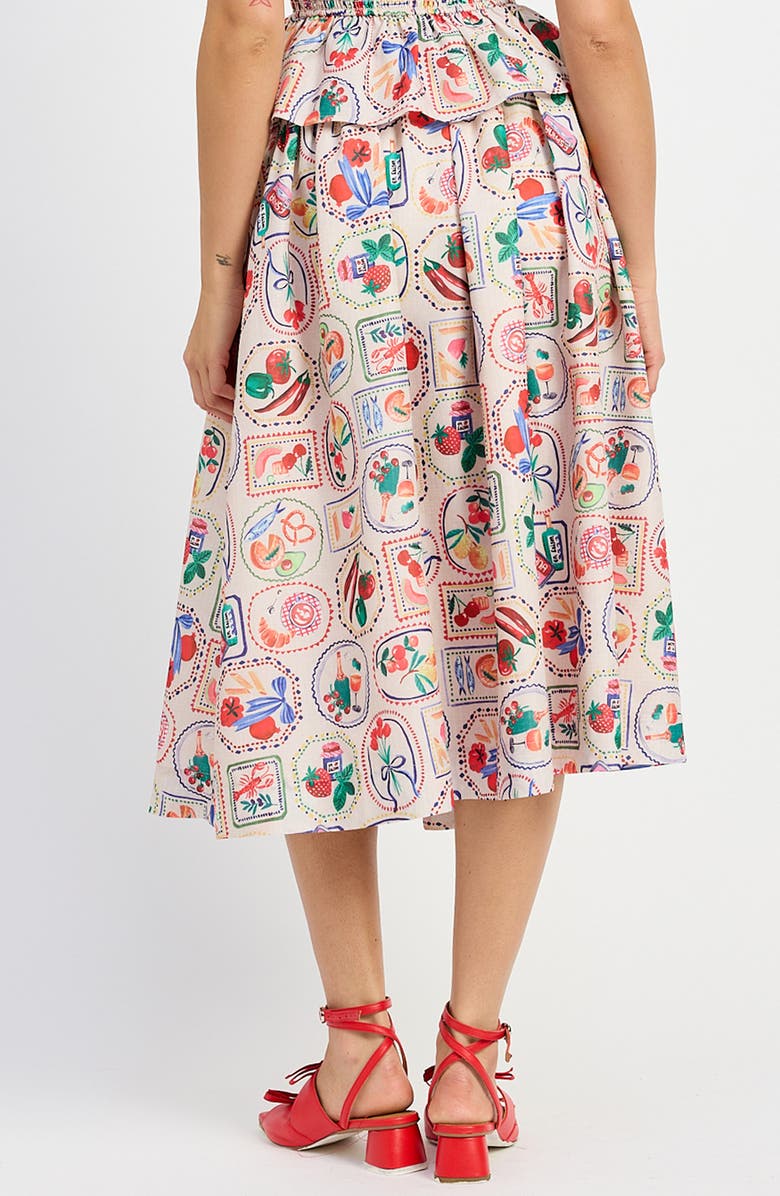 En Saison Nateli Bow Print Midi Skirt, Alternate, color, 
