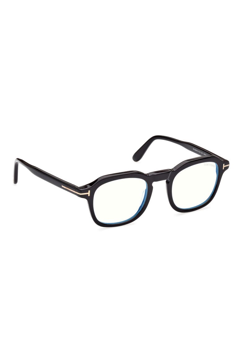 49mm Blue Light Blocking Glasses, Alternate, color, SHINY BLACK