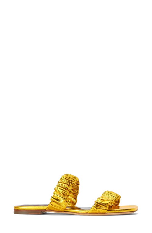 Staud Maya Ruched Slide Sandal In Gold
