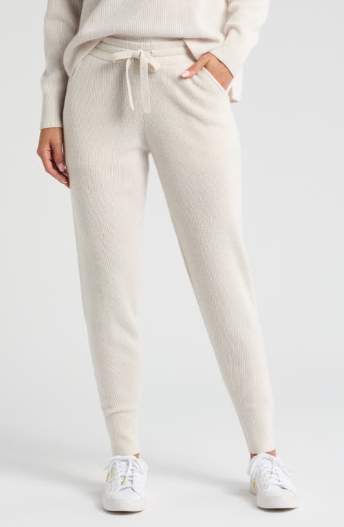 Shop Zella Wool & Cashmere Knit Joggers In Ivory Egret Light