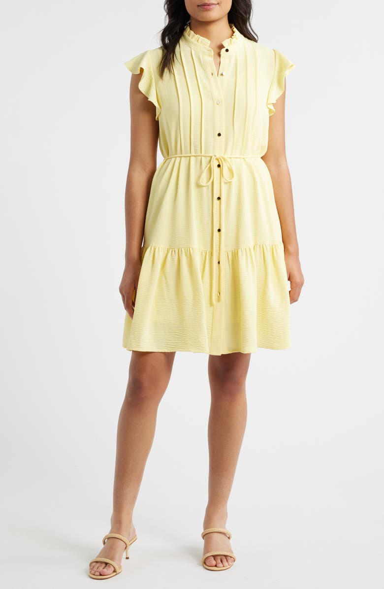 Julia Jordan Flutter Sleeve Shirtdress, Main, color, Yellow