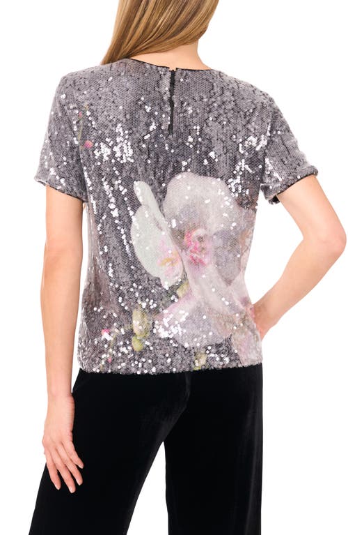 Ted Baker Floral Sequin Top In Gray
