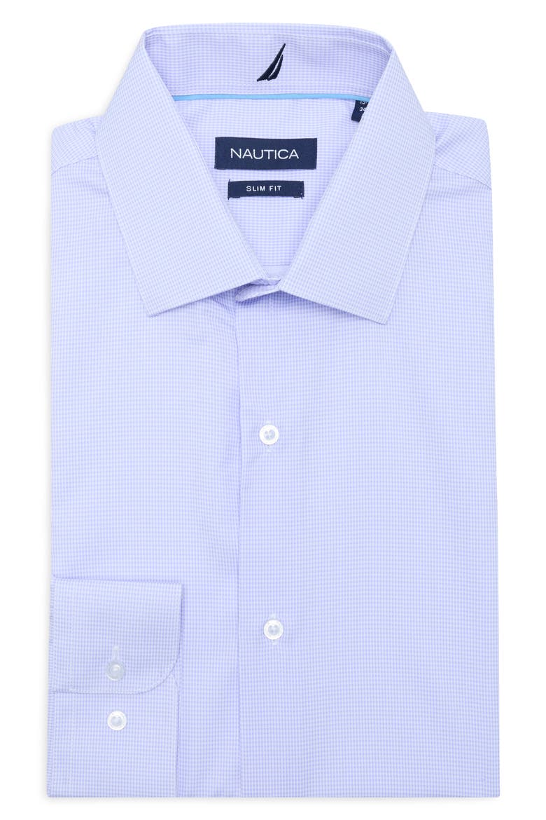 Slim Fit Micro Check Dress Shirt, Alternate, color, WHITE,LAVENDER