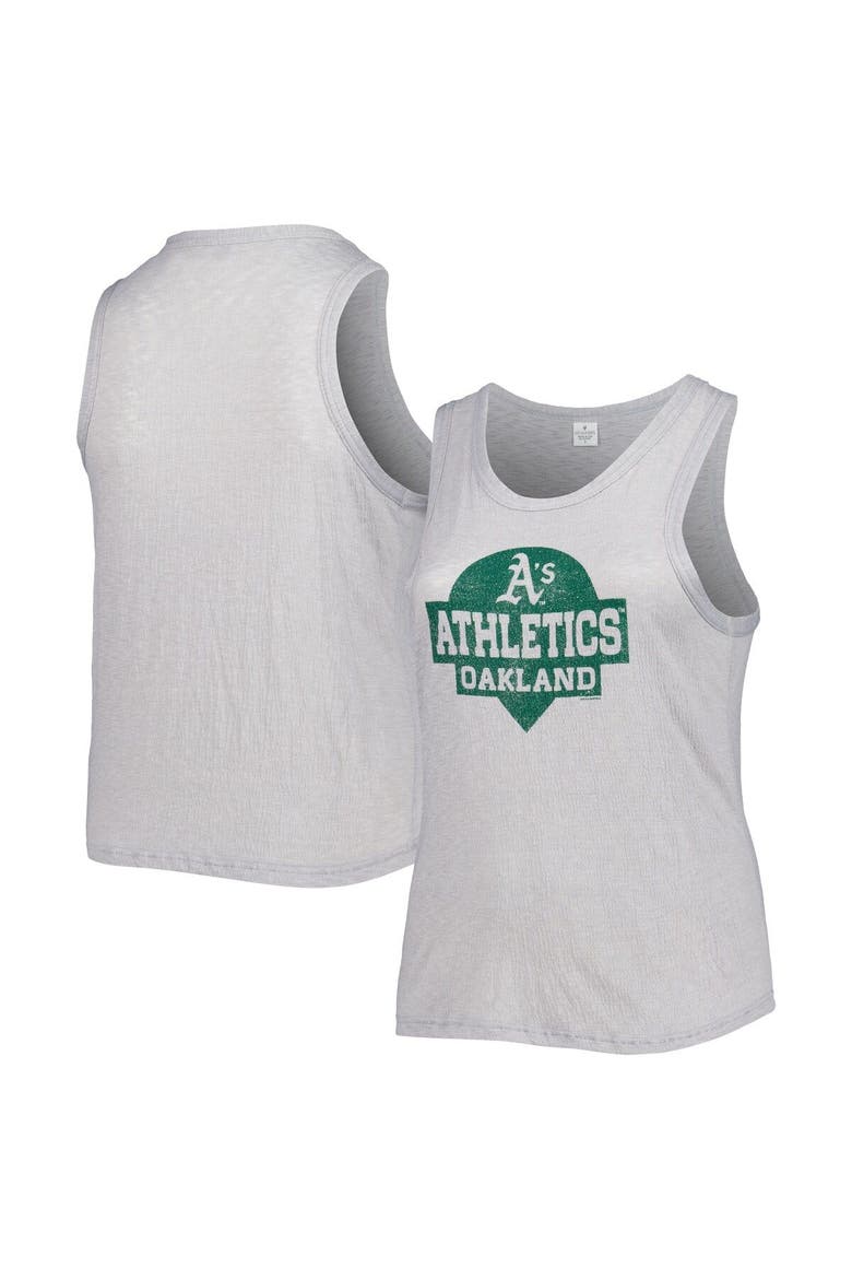 Women's Soft as a Grape Gray Oakland Athletics Plus Size High Neck Tri-Blend Tank Top, Main, color, Gray