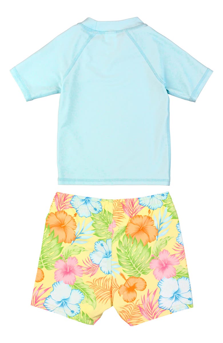 RuggedButts Tropical Breeze Short Sleeve Two-Piece Rashguard Swimsuit, Alternate, color, 