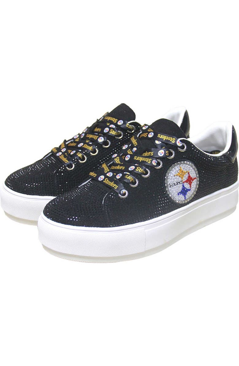 CUCE Women's Cuce Black Pittsburgh Steelers Team Color Crystal Sneakers, Alternate, color,