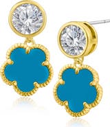 CZ by Kenneth Jay Lane CZ & Clover Dangle Earrings