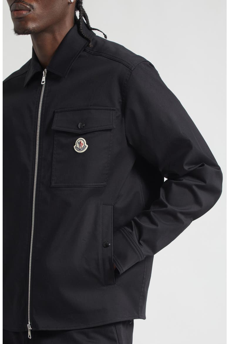 Stretch Cotton Zip Shirt, Alternate, color, BLACK