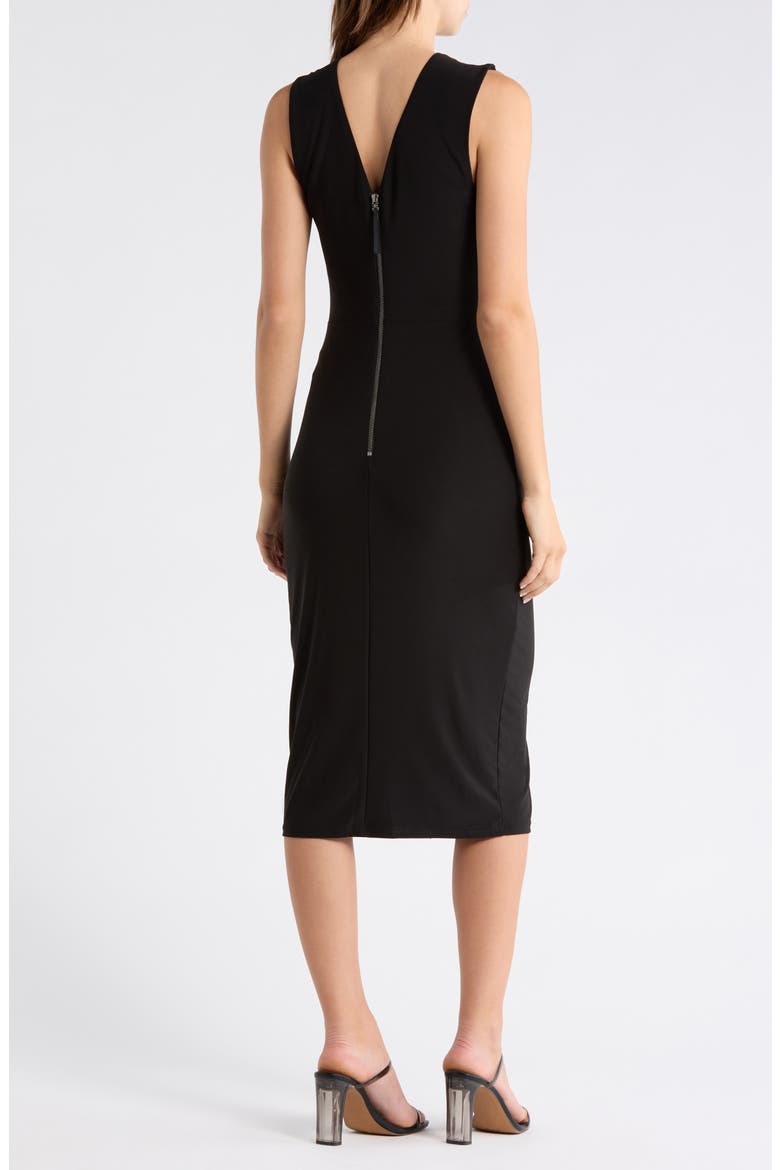 V-Neck Jersey Midi Dress, Alternate, color, BLACK