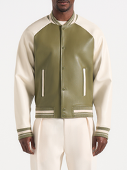 Manière De Voir Guy Contrast Leather Bomber Jacket