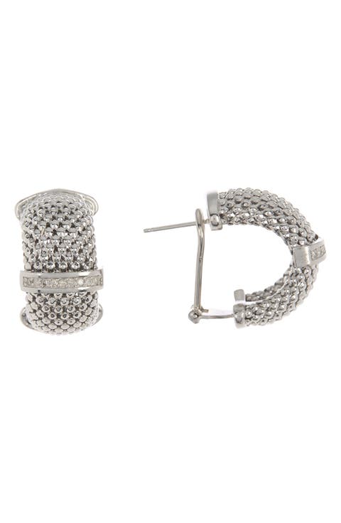 Diamond Mesh French Clip Earrings