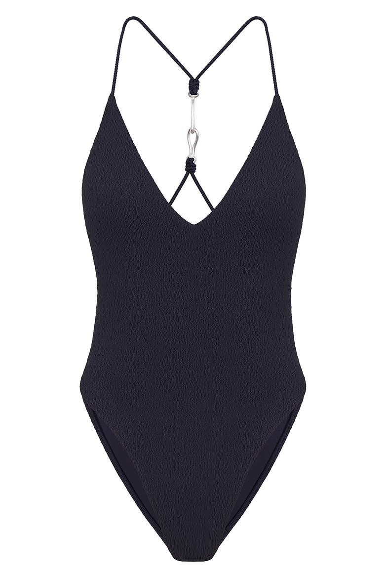 Firenze Textured One-Piece Swimsuit, Alternate, color, BLUE