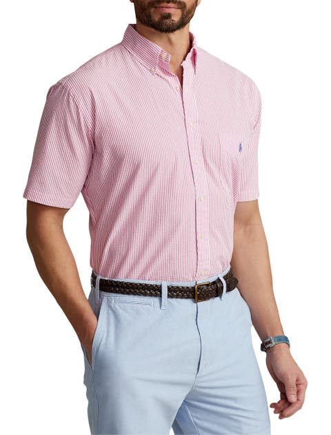 Big & Tall Seersucker Stripe Sport Shirt