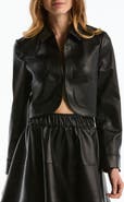 Laundry by Shelli Segal Curved Hem Cropped Faux Leather Jacket