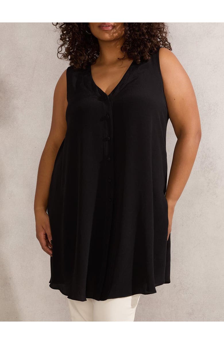 Live Unlimited Split Front Tunic, Alternate, color, Black