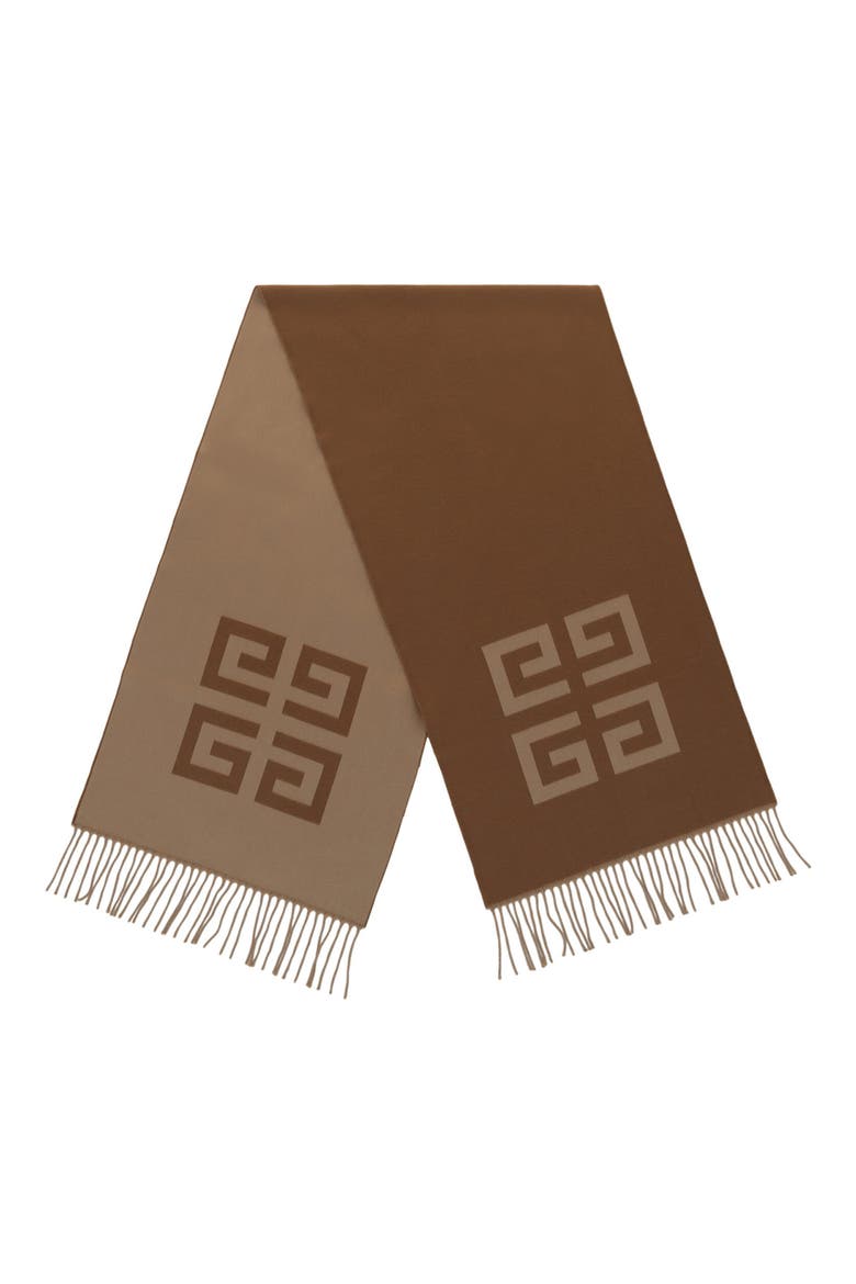 4G Reversible Wool Scarf, Alternate, color, BEIGE/ BROWN