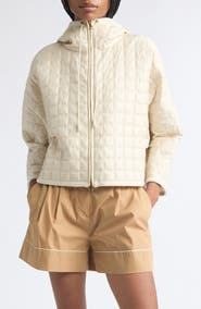 Moncler Boxy Quilted Nylon Cape Coat