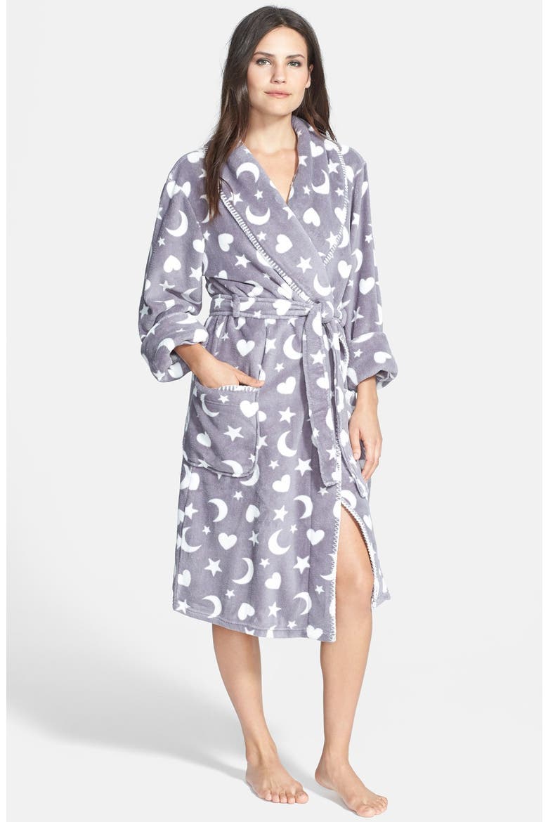 'Polar Plush' Robe, Main, color, GREY/ NIGHT SKY