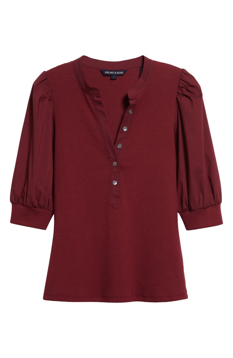 Veronica Beard Coralee Front Button Blouse, Alternate, color, Wine