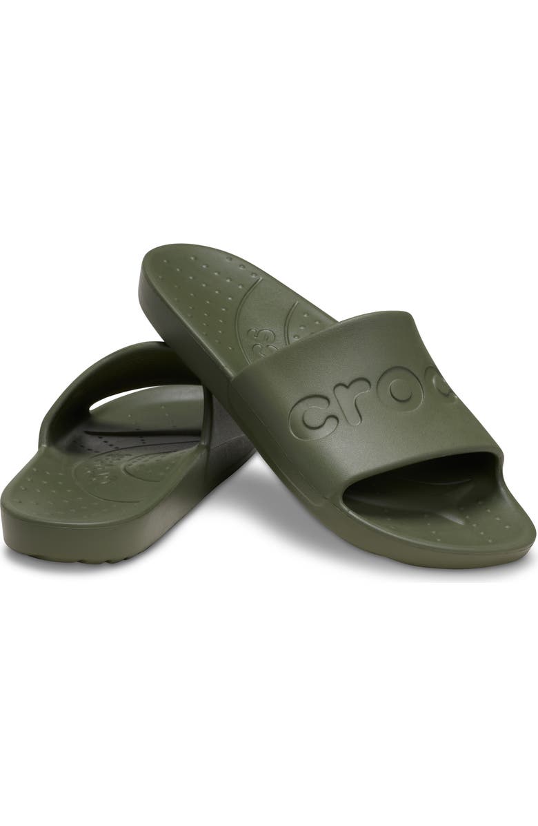 CROCS Gender Inclusive Logo Slide Sandal, Alternate, color, Army Green