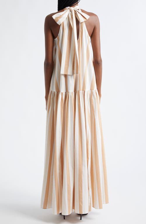 Staud Stripe Cotton Sundress In Sand Stripe