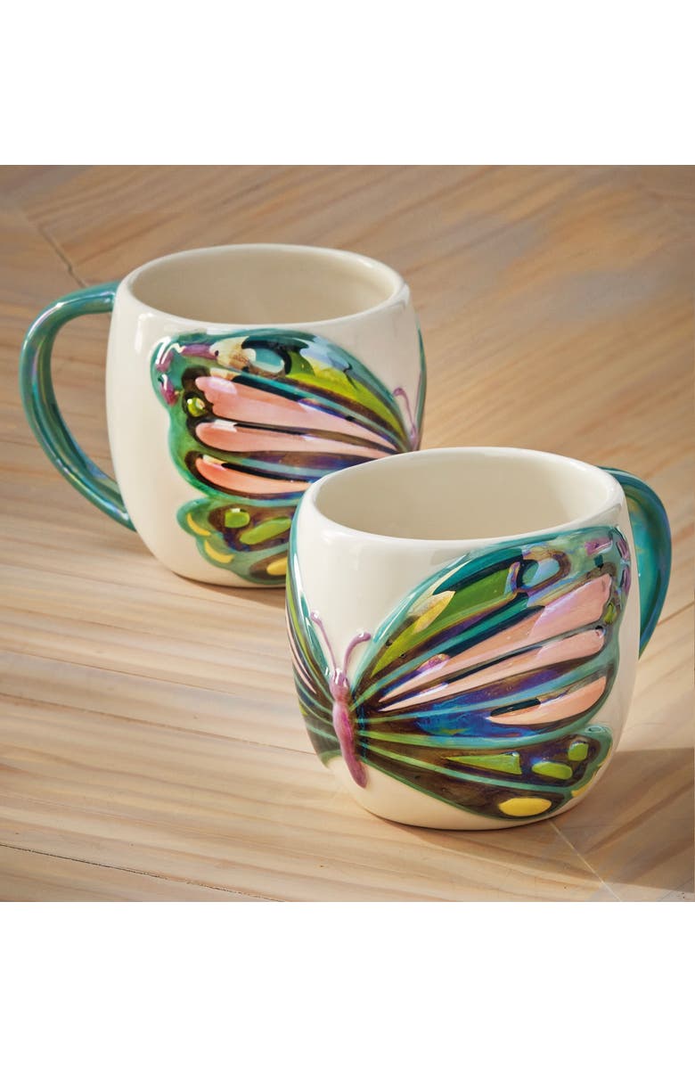 tag Everyday Butterfly Earthenware Mug Multi 17 oz 4.03x4.03x3.78 in, Alternate, color, Multicolored