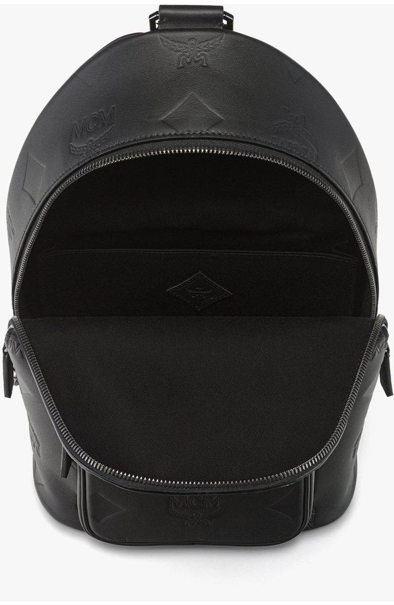 MCM Aren Sling Bag in Embossed Monogram Leather, Alternate, color, Black
