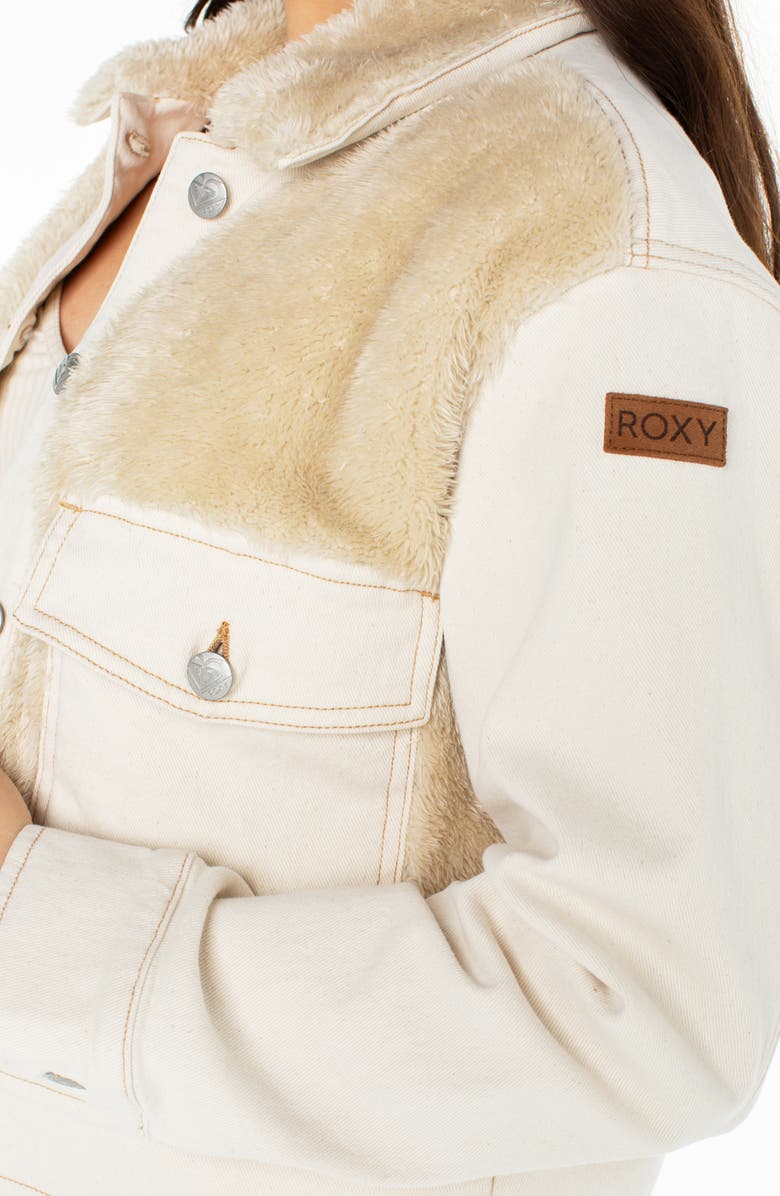 Roxy No Wokkas Mixed Media Faux Fur Trucker Jacket, Alternate, color,